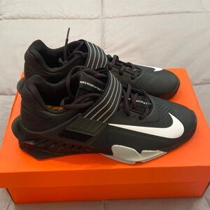 Nike Savaleos Black/White w/grey fog weight lifting shoes.  NIB never worn.